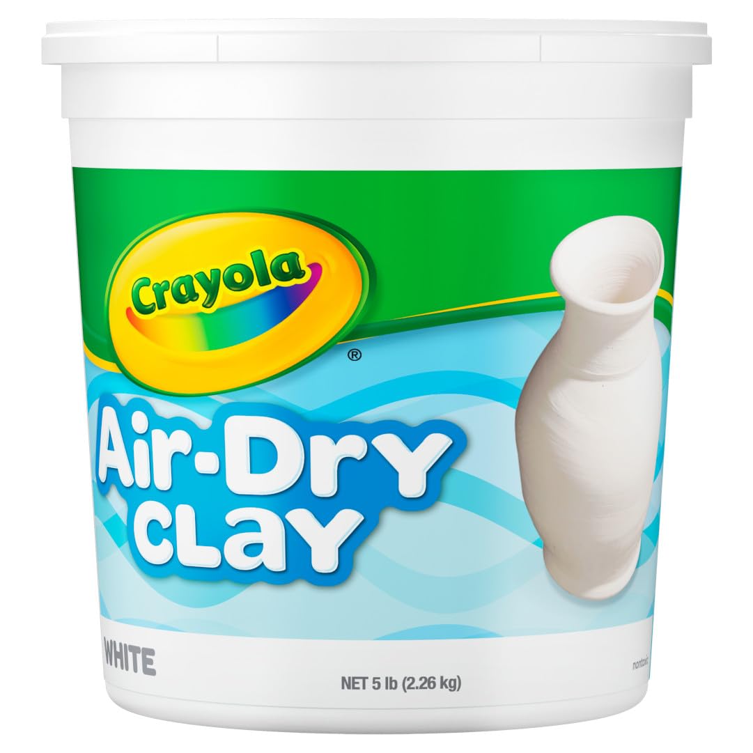 Crayola - Arcilla blanca natural de secado al aire para niños, material para esculpir, suministros de manualidades para aulas, (balde de 5 lb), [exclusivo de Amazon]