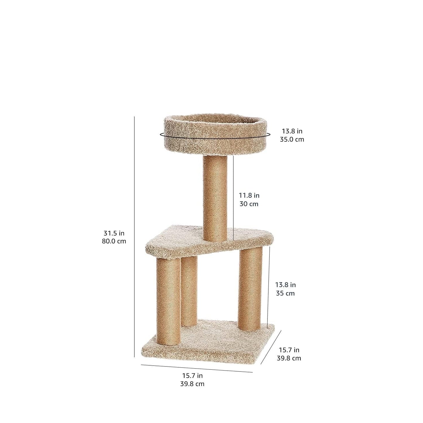 Amazon Basics - Torre mediana de árbol de actividades para gatos con poste para arañar (16 x 16 x 31 pulgadas)