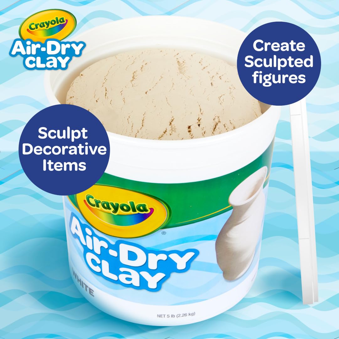 Crayola - Arcilla blanca natural de secado al aire para niños, material para esculpir, suministros de manualidades para aulas, (balde de 5 lb), [exclusivo de Amazon]