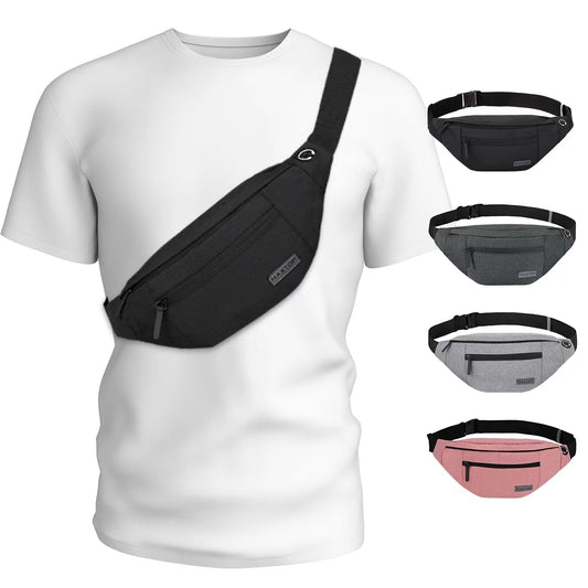 MAXTOP - Cangurera cruzada grande con 4 bolsillos con cremallera, ideal para eventos deportivos, festivales, entrenamiento, viajes, correr y uso informal, bolsa manos libres para cartera y teléfono