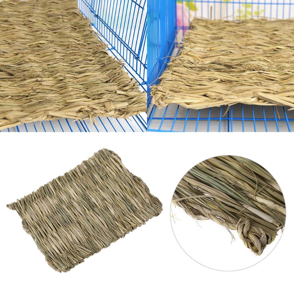 Grass Mat Woven Bed Mat for Small Animal Bunny Bedding Nest Chew Toy Bed Play Toy for Guinea Pig Parrot Rabbit Hamster Rat(Pack of 3)