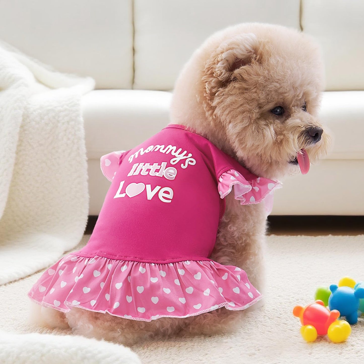 XPUDAC 4 Pieces Pet Dog Dress Dog Clothes Girl Puppy Shirt Yorkie Clothes Cute Doggie Dress Pet Apparel for Small Dogs and Cats (Pink Angel, Small(4.5-8lbs))
