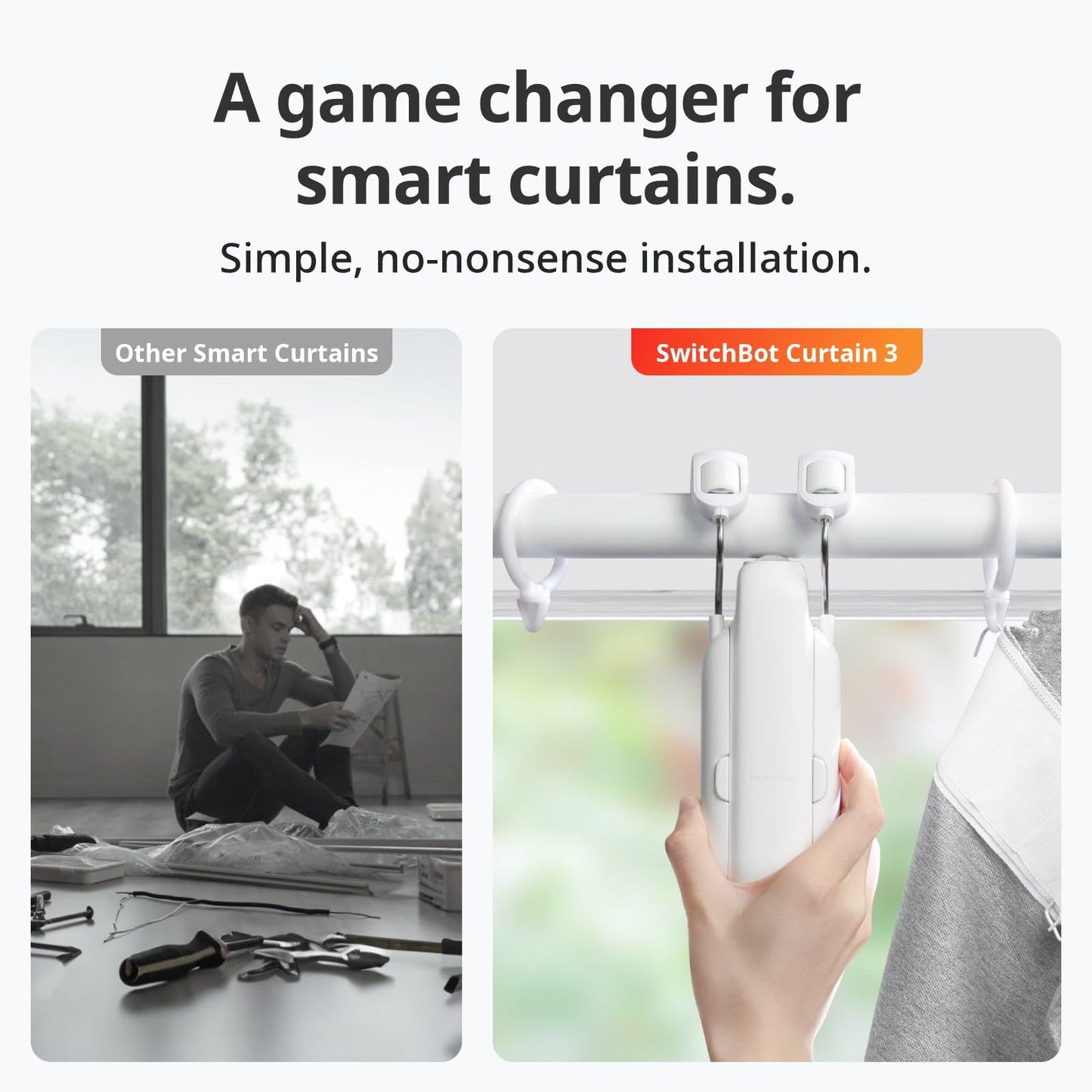 SwitchBot - Abrecortinas automático con control remoto Bluetooth y aplicación/temporizador, motor de alto rendimiento mejorado, funciona con con Alexa, Google Home, HomeKit (Curtain 3, cortinero)