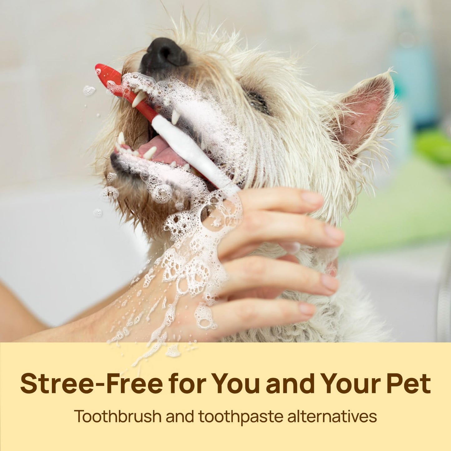 HICC PET Toallitas de limpieza de dientes para perros y gatos, elimina el mal aliento eliminando la placa y la acumulación de sarro, cepillo de dientes de dedo de perro, cepillo de dientes desechable