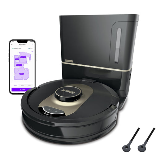 Aspiradora robot Shark AV2501AE con IA, base autovaciable con filtro HEPA XL, sin bolsa, capacidad de 60 días, navegación LIDAR, ideal para pelo de mascotas, compatible con Alexa, con conexión Wi-Fi, para alfombras y suelos duros, color negro
