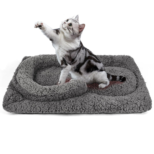 TailTastic Self Warming Cat Bed Mat with U-Shaped Pillow -22"x18" Soft Thickened Thermal Cat Bed, Machine Washable Heat Retention Pad for Indoor Cats