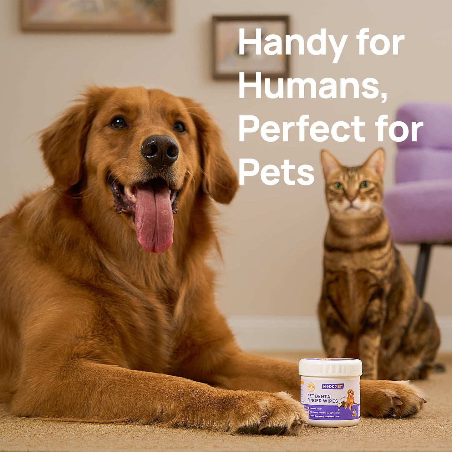 HICC PET Toallitas de limpieza de dientes para perros y gatos, elimina el mal aliento eliminando la placa y la acumulación de sarro, cepillo de dientes de dedo de perro, cepillo de dientes desechable