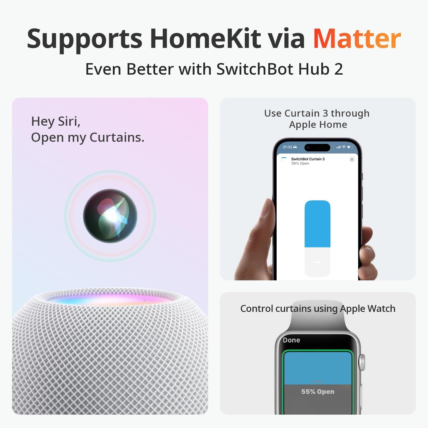 SwitchBot - Abrecortinas automático con control remoto Bluetooth y aplicación/temporizador, motor de alto rendimiento mejorado, funciona con con Alexa, Google Home, HomeKit (Curtain 3, cortinero)