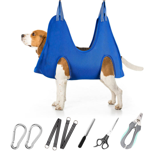 ATESON Pet Dog Grooming Hammock Harness for Medium Dogs Nail Trimming, Dog Sling for Cutting Nails, Dog Hanging Holder Hanger for Clipping Nails with Nail Clippers, Nail File, Scissors