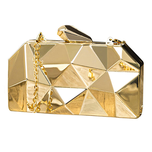 Reberomantic Bolso de mano de metal con patrón de celosía para mujer