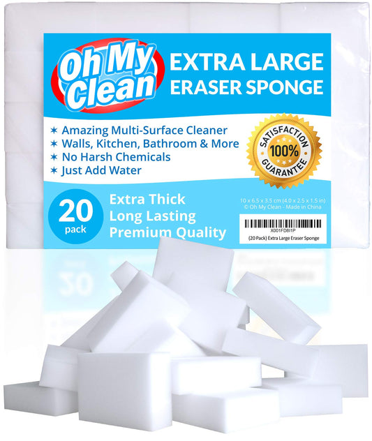 20 Esponjas mágicas de limpieza extra grandes. Gruesas, de espuma de melamina, muy fuertes. Se pueden utilizar en baño, cocina, piso, inodoro, rodapié y pared
