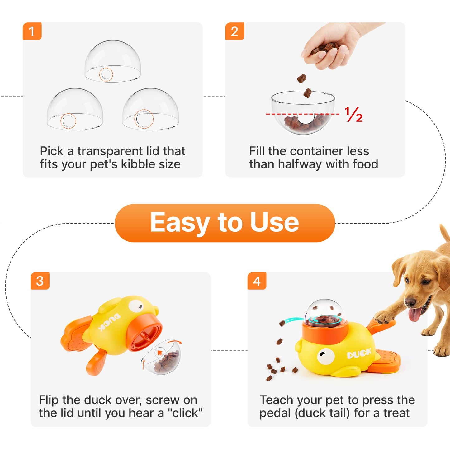 Potaroma Cat Puzzle Treat Dispenser, Interactive Duck-Shaped Enrichment Toy for Cats and Small Dogs, IQ Training and Exercise 8.6 Inches
