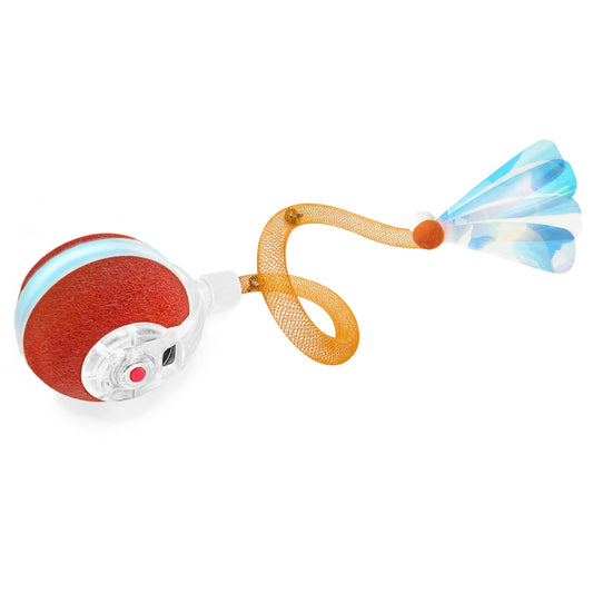 Jkanti Interactive Cat Toys for Indoor Cats,The 3rd Generation Agile Moving Cat Ball with Elastic Mesh Tail,Automatic Kitten Toys for Bored Indoor Adult Cats,Motion Activated (Orange)