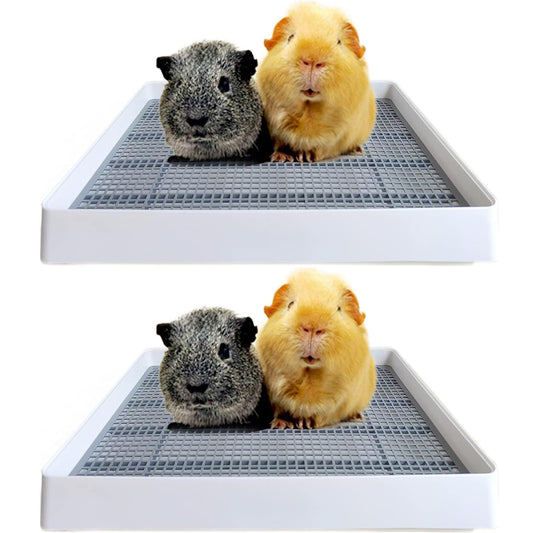 PODOO Rabbit Large Litter Box, Guinea Pig Training Pan Cage with Toilet Tray, Ideal for Rats, Ferret, Bunny Small and Medium Animals (2Pcs x Medium)