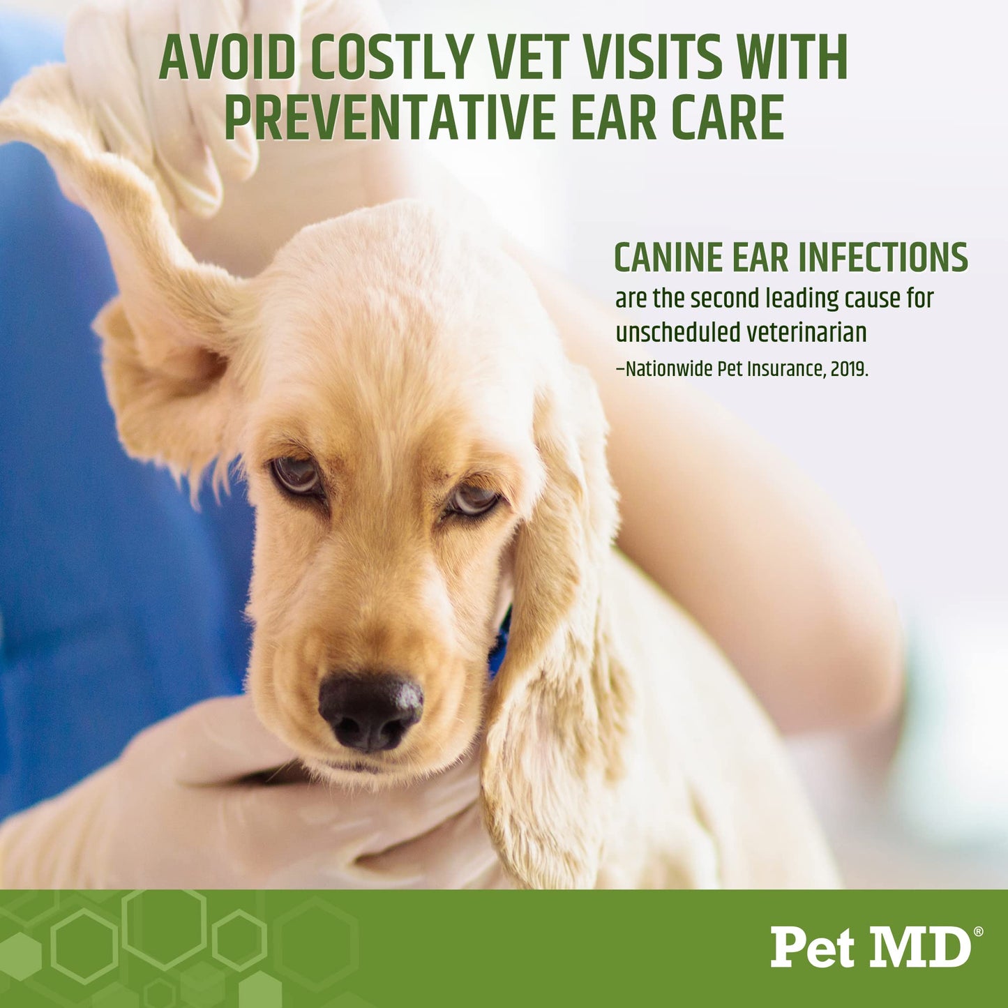 Limpiador ótico Pet MD para perros, para detener picores, infecciones y ácaros, con aloe y eucalipto, 100 unidades
