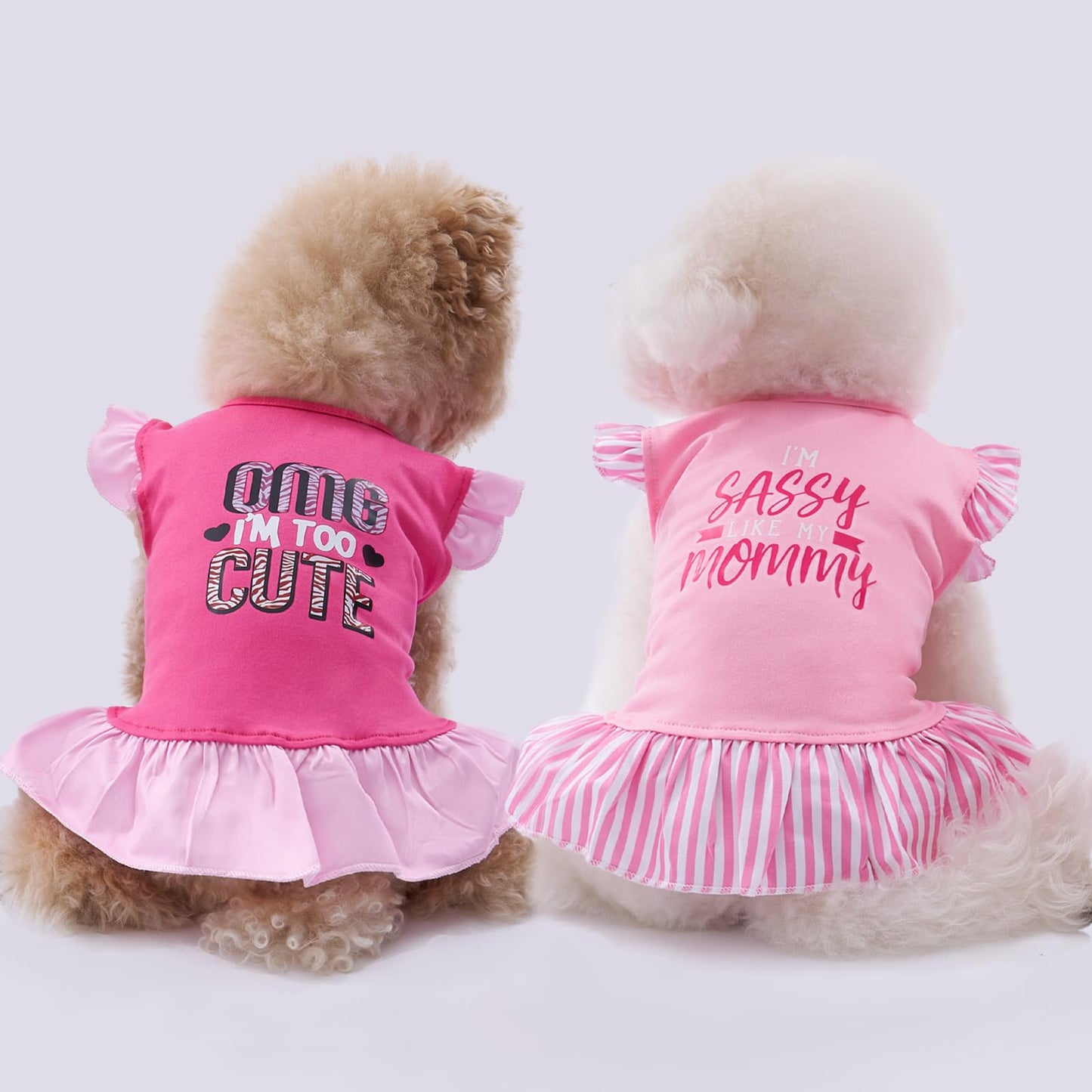XPUDAC 4 Pieces Pet Dog Dress Dog Clothes Girl Puppy Shirt Yorkie Clothes Cute Doggie Dress Pet Apparel for Small Dogs and Cats (Pink Angel, Small(4.5-8lbs))