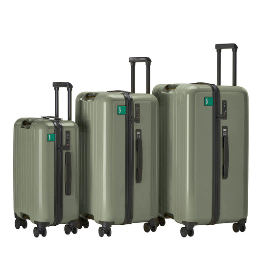 Parity Midi Khaki Premium Hardshell Carry-On Luggage | Square Design | TSA Lock | Built-in Scale | 100% PC Material | 24 Inch Expandable