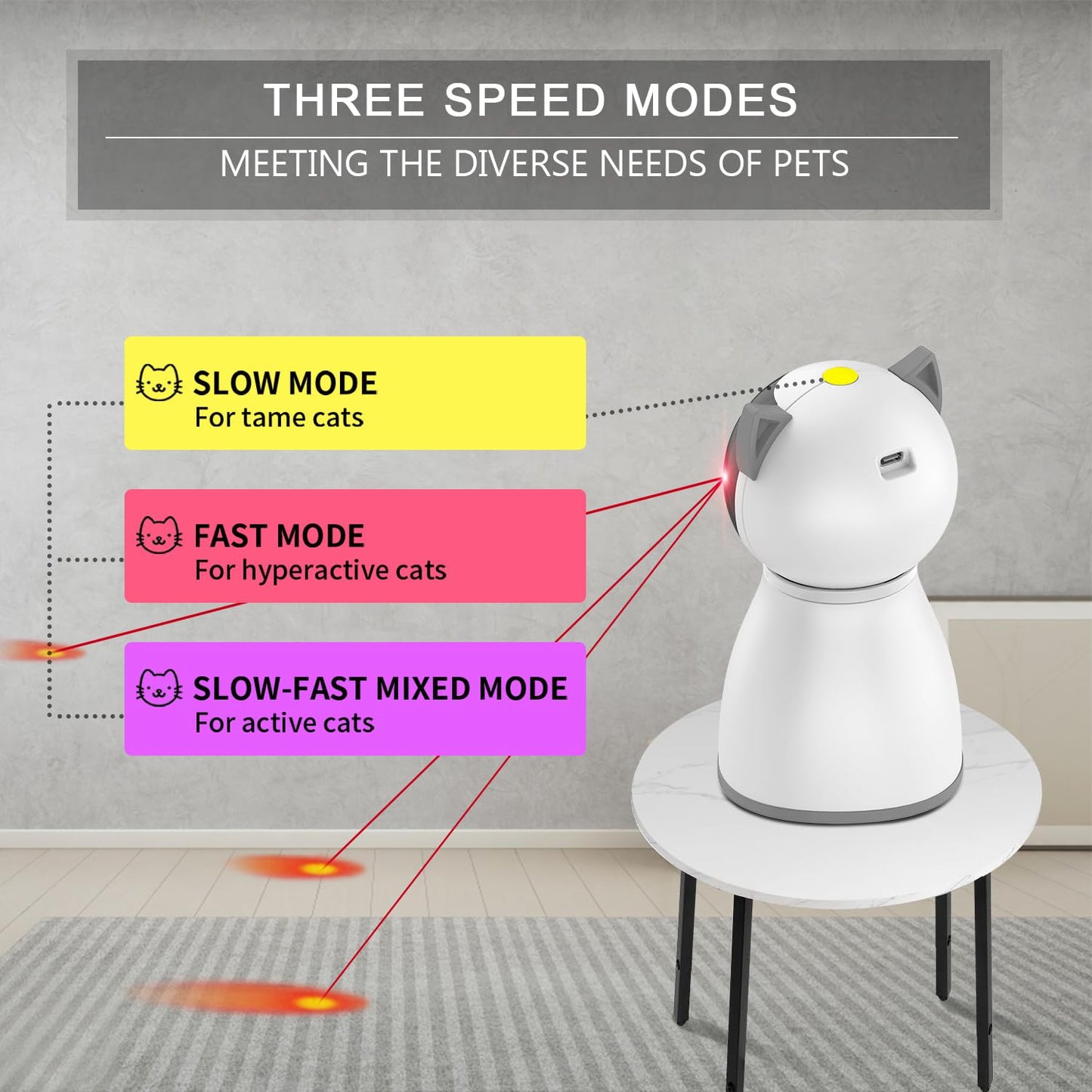YVE LIFE Laser Cat Toys for Indoor Cats,The 4th Generation Real Random Trajectory Motion Activated Rechargeable Automatic Cat Laser Toy,Interactive Cat Toys for Bored Indoor Adult