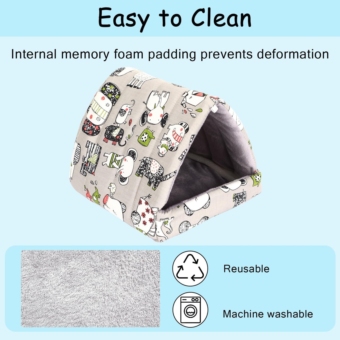 UPINS 2 Pack Guinea Pig Hideout,Guinea Pig Bed Washable Small Animal House Cage Accessories for Mouse Chinchillas Hamsters Hedgehogs Ferrets Bearded Dragons and Rats
