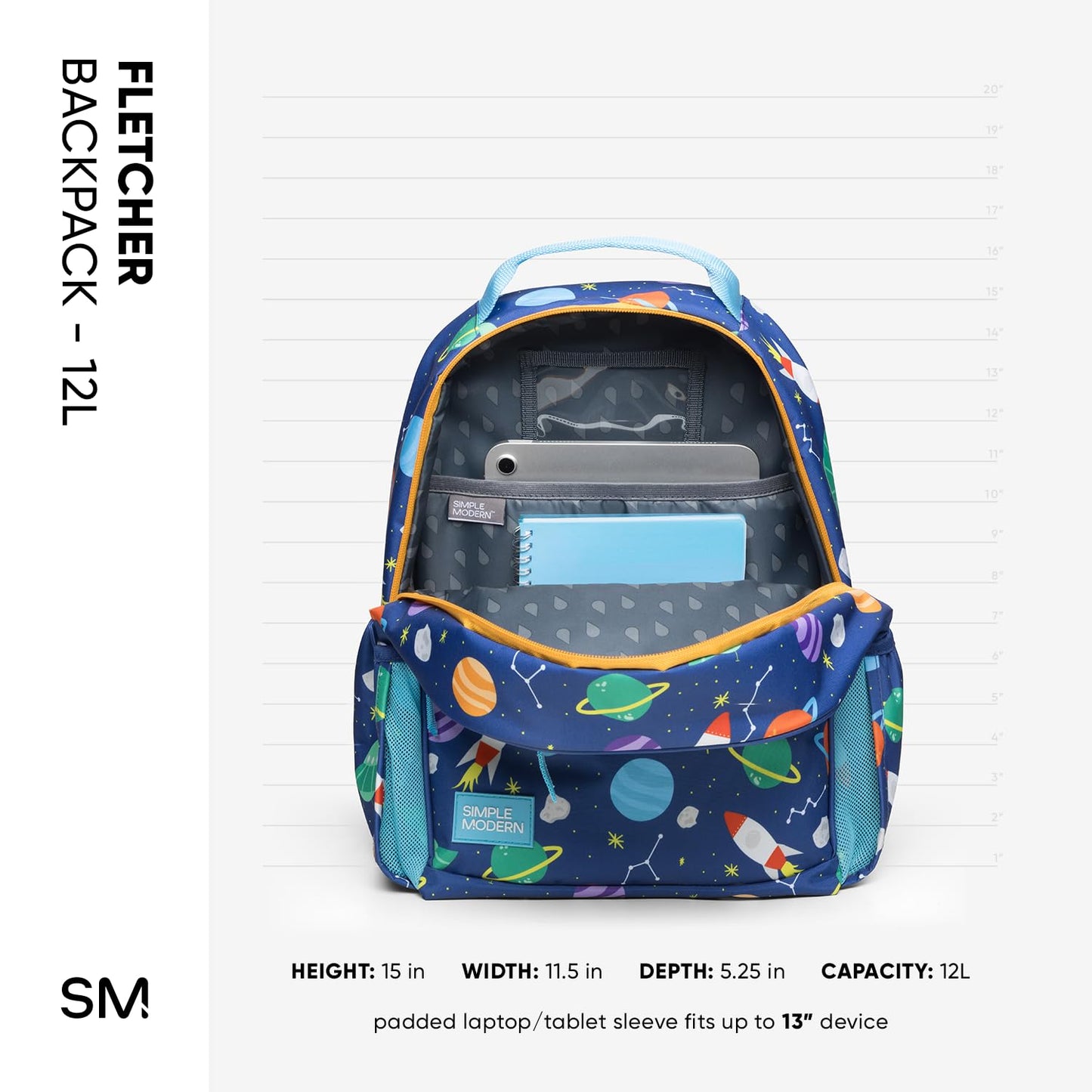 Simple Modern Mochila mediana de Disney para niños y niñas escolares | Mochila infantil de jardín de infantes | Colección Fletcher | Niños - 15 pulgadas de alto | Arcoiris princesa