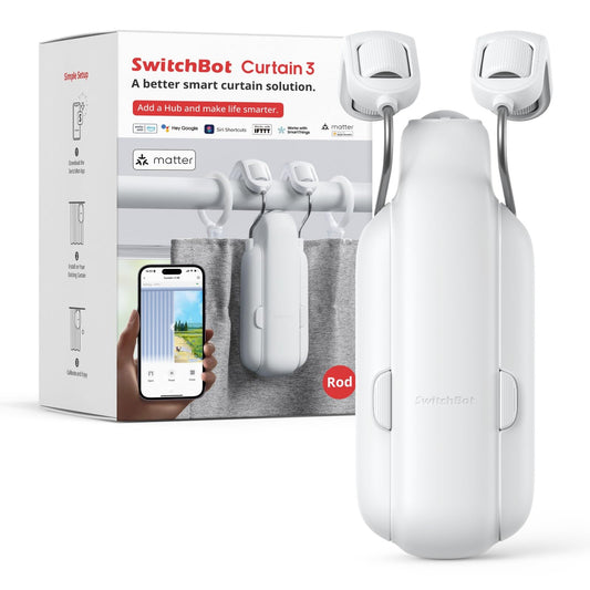 SwitchBot - Abrecortinas automático con control remoto Bluetooth y aplicación/temporizador, motor de alto rendimiento mejorado, funciona con con Alexa, Google Home, HomeKit (Curtain 3, cortinero)