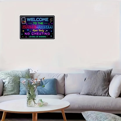 Gaming Metal Sign, Gaming Room Tin Sign, Retro Wall Decor Gamer Wall Signs, Gamer Wall Decor For Boys Room, Bedroom Gamers, 8" X 12"