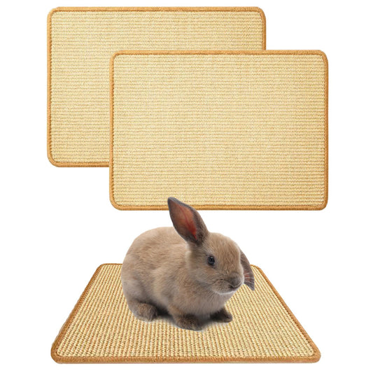 Oncpcare 2PCS Rabbit Scratch Mat Natural Bunny Scratching Pad Claws and Teeth Care Rabbit Mats for Cages Chew Toys for Bunny Pet Cage Bedding for Biting Sleeping Nesting, 16x12