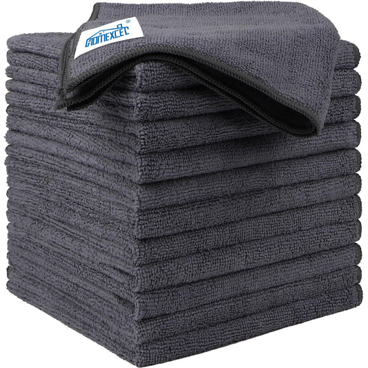 HOMEXCEL Paquete de 12 paños de limpieza de microfibra, toallas de microfibra de 12.5 x 12.5 pulgadas para automóviles
