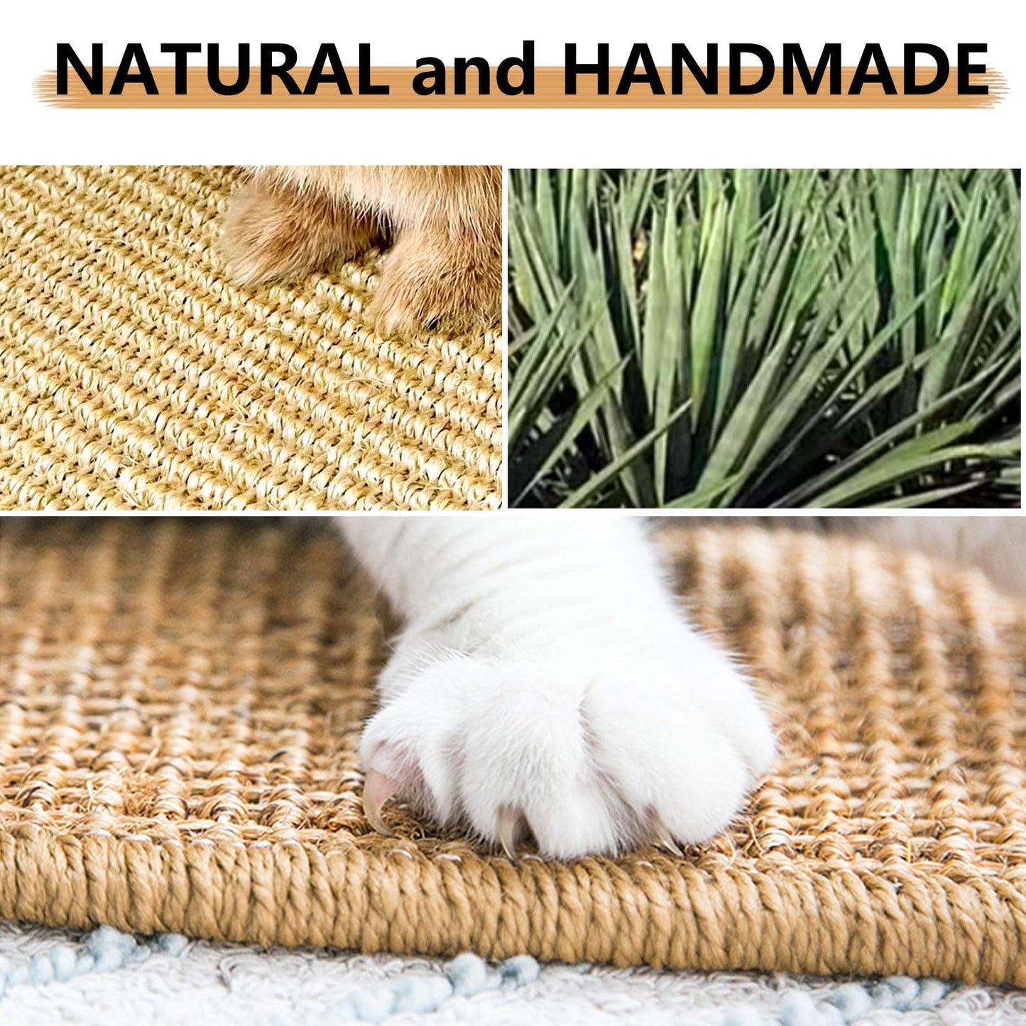 Oncpcare 2PCS Rabbit Scratch Mat Natural Bunny Scratching Pad Claws and Teeth Care Rabbit Mats for Cages Chew Toys for Bunny Pet Cage Bedding for Biting Sleeping Nesting, 16x12