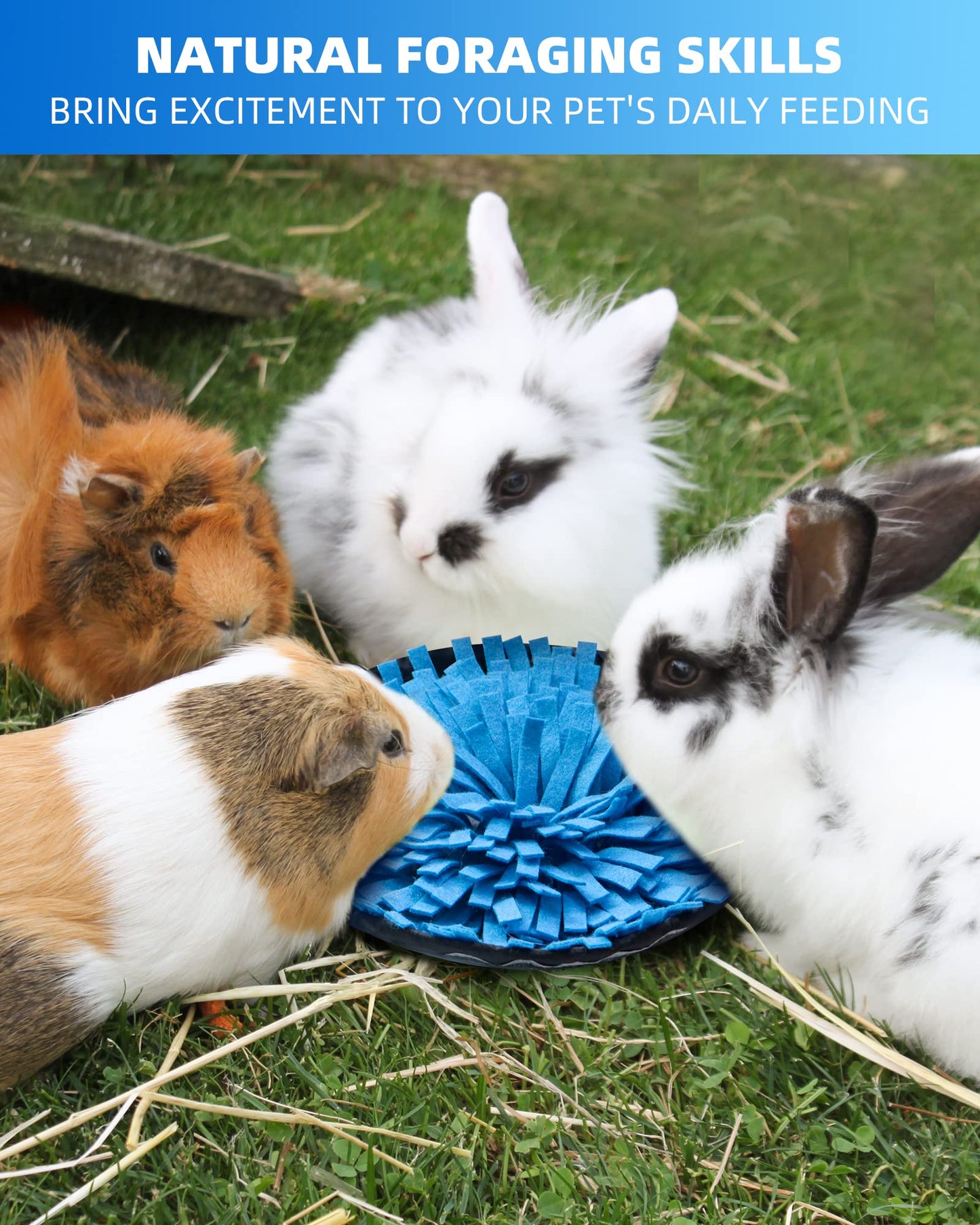 Rabbit Foraging Mat, Interactive Feed Game for Boredom, Small Pet Puzzle Toy, OVMKOV 9.44" x 9.44" Polar Fleece Snuffle Pad Bed Nosework Feeding Mat for Bunny Hamster Guinea Pigs Ferrets Chinchillas