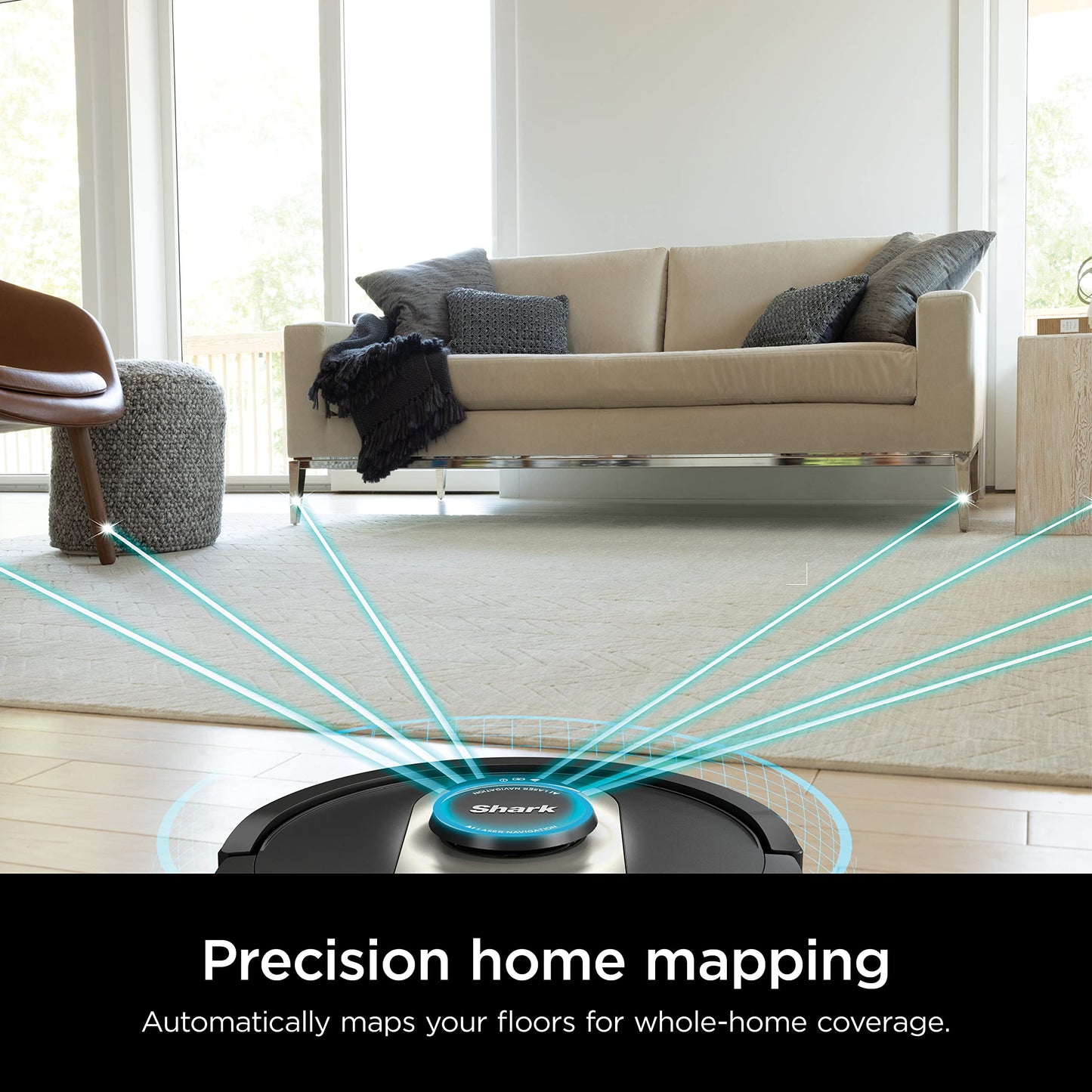 Aspiradora robot Shark AV2501AE con IA, base autovaciable con filtro HEPA XL, sin bolsa, capacidad de 60 días, navegación LIDAR, ideal para pelo de mascotas, compatible con Alexa, con conexión Wi-Fi, para alfombras y suelos duros, color negro