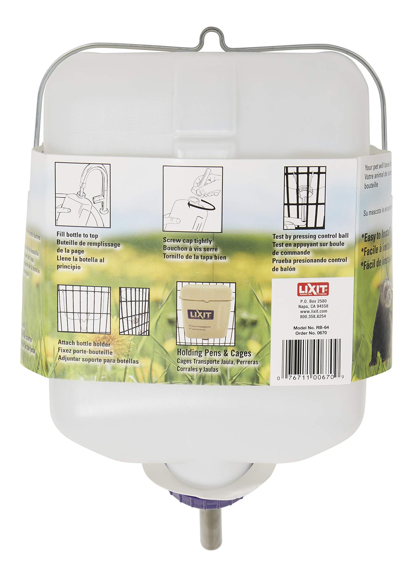 Lixit Widemouth Cage Water Bottles for Rabbits, Ferrets, Guinea Pigs, Rats and Other Small Animals. (White, 64 Ounce)