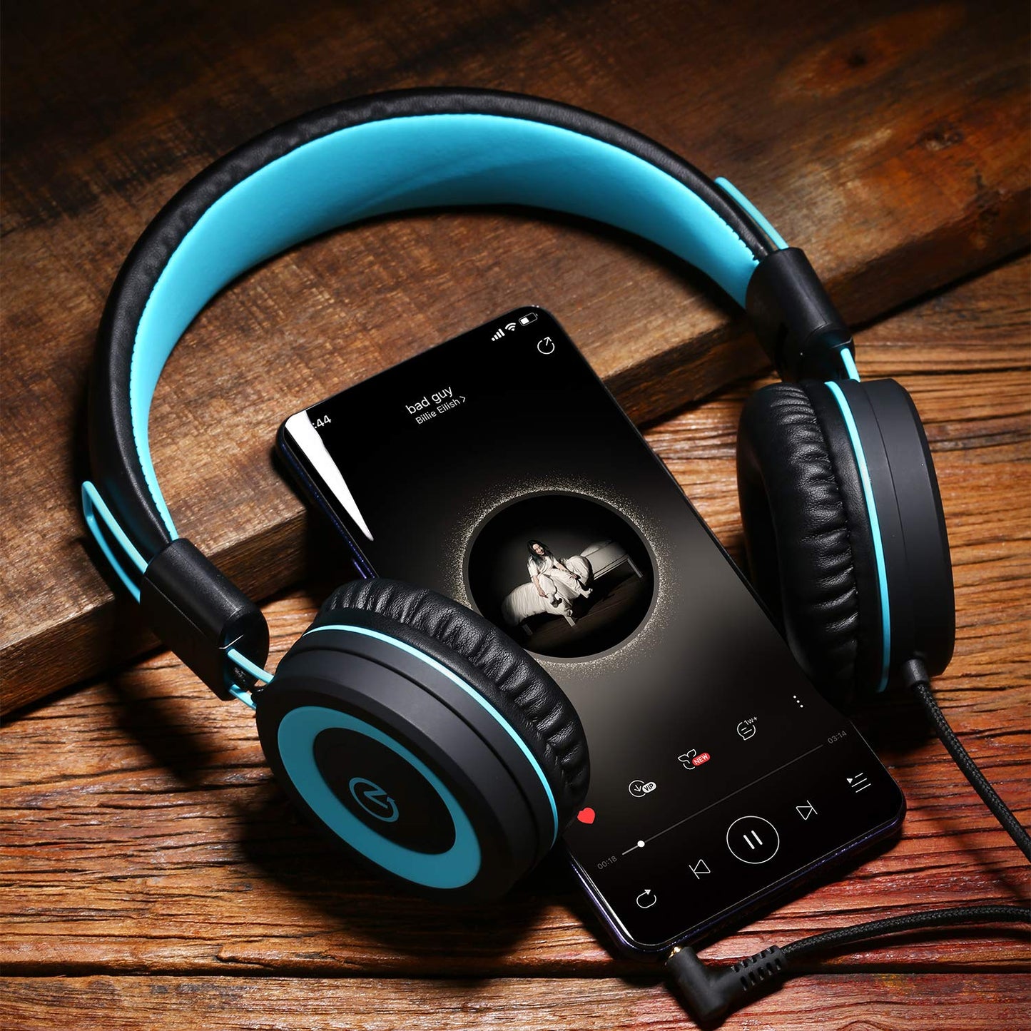 noot products Auriculares para niños K11 plegables estéreo sin enredos de 5 pies de largo cable de 0.138 in Jack Plug in Ear Auriculares con cable para iPad/Amazon Kindle, fuego/niñas/escuela/portátil/viajes/avión/tableta (negro)