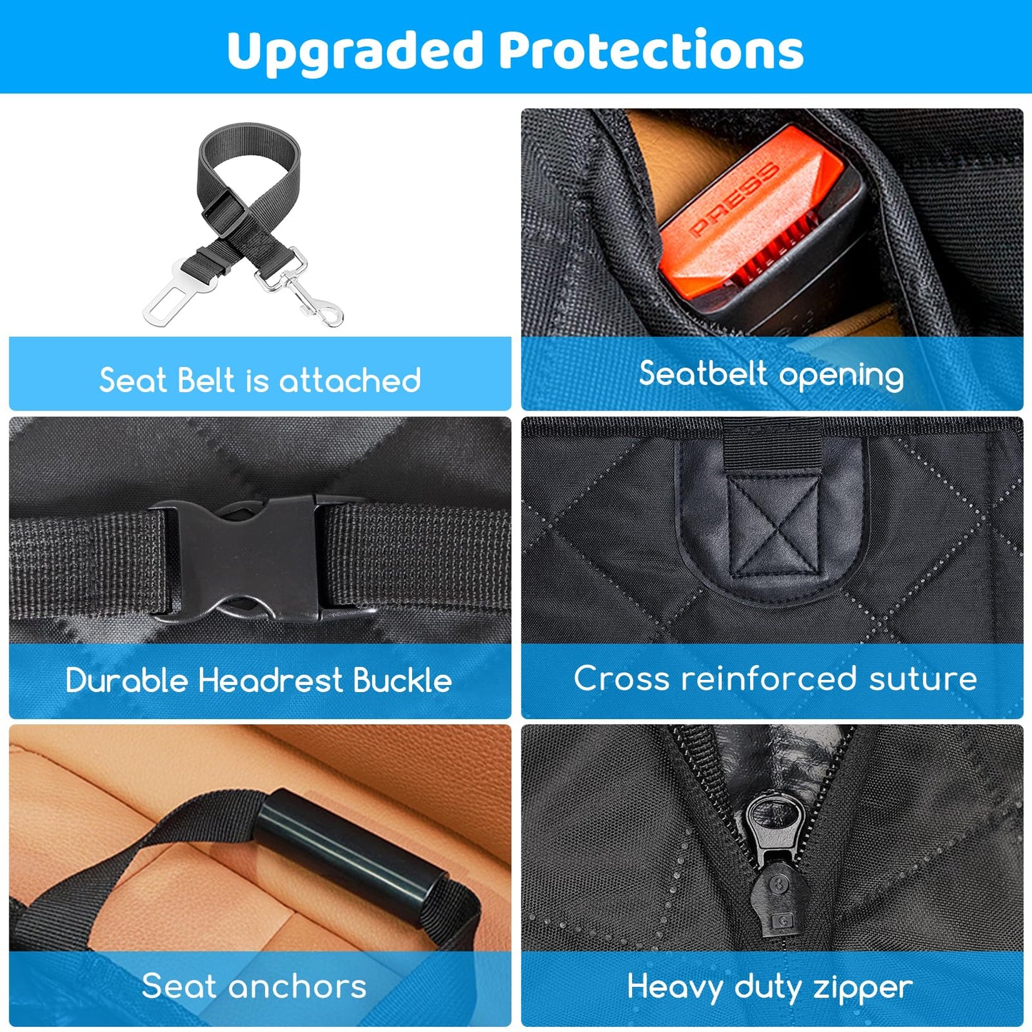 URPOWER Extensor de asiento trasero para perros – Funda de asiento de coche para perro con parte inferior dura que soporta 420 libras, hamaca impermeable para perros, cama para perros, SUV y camiones