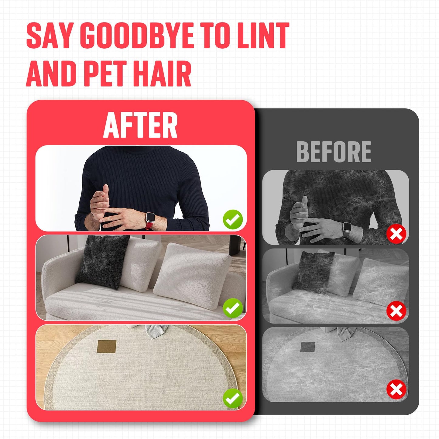 VerdeVilla Pet Hair Remover, Electrostatic Pet Hair Removal Gloves, Reusable Cat & Dog Hair Remover for Couch, Furniture, Carpet, Curtain, Upgraded Animal Fur Removal Tool, Cat Grooming Gloves-1 PCS