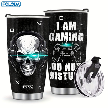 Foloda 1pc Skull Gamepad Gamer Gifts, Gaming Gifts, Gamer Gift Ideas, Christmas Birthday Gifts for Gamers, Cool Gamer Gifts for Men Teen Boys Girls Boyfriend, Game Cups, Gifts for Game Lovers Stainless Steel Tumbler with Lid