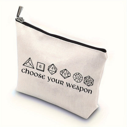 Dungeons & Dragons D20 Dice-Themed Makeup Bag - Funny RPG Gamer Cosmetic Pouch for Travel, Durable Linen Material