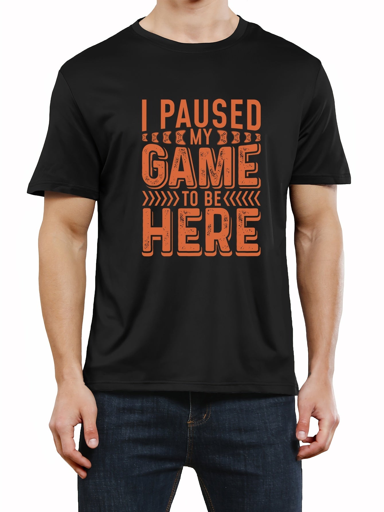 Unique Gamer Print Tee Shirt - Men's Casual Short Sleeve T-Shirts for Summer - Fun Gaming Humor Graphic Tee