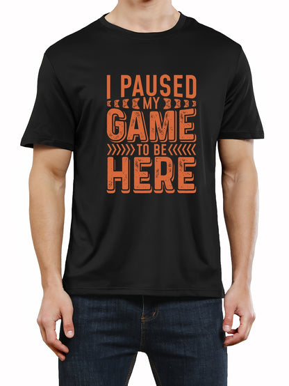Unique Gamer Print Tee Shirt - Men's Casual Short Sleeve T-Shirts for Summer - Fun Gaming Humor Graphic Tee