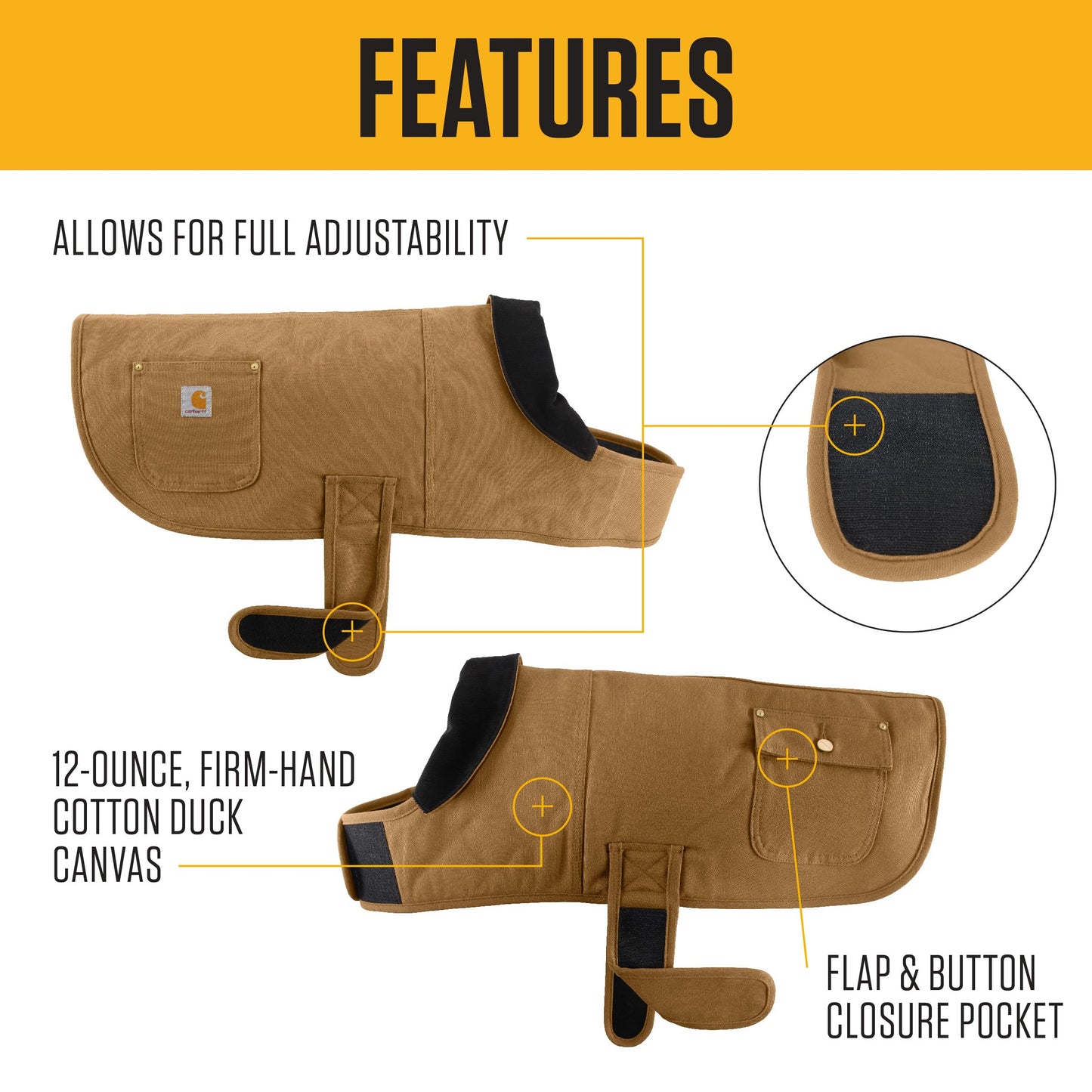 Carhartt Firm Duck Insulated Dog Chore Coat, Durable Weather Resistant Jacket for Cold and Windy Conditions, PFAS Free (Carhartt Brown), Small