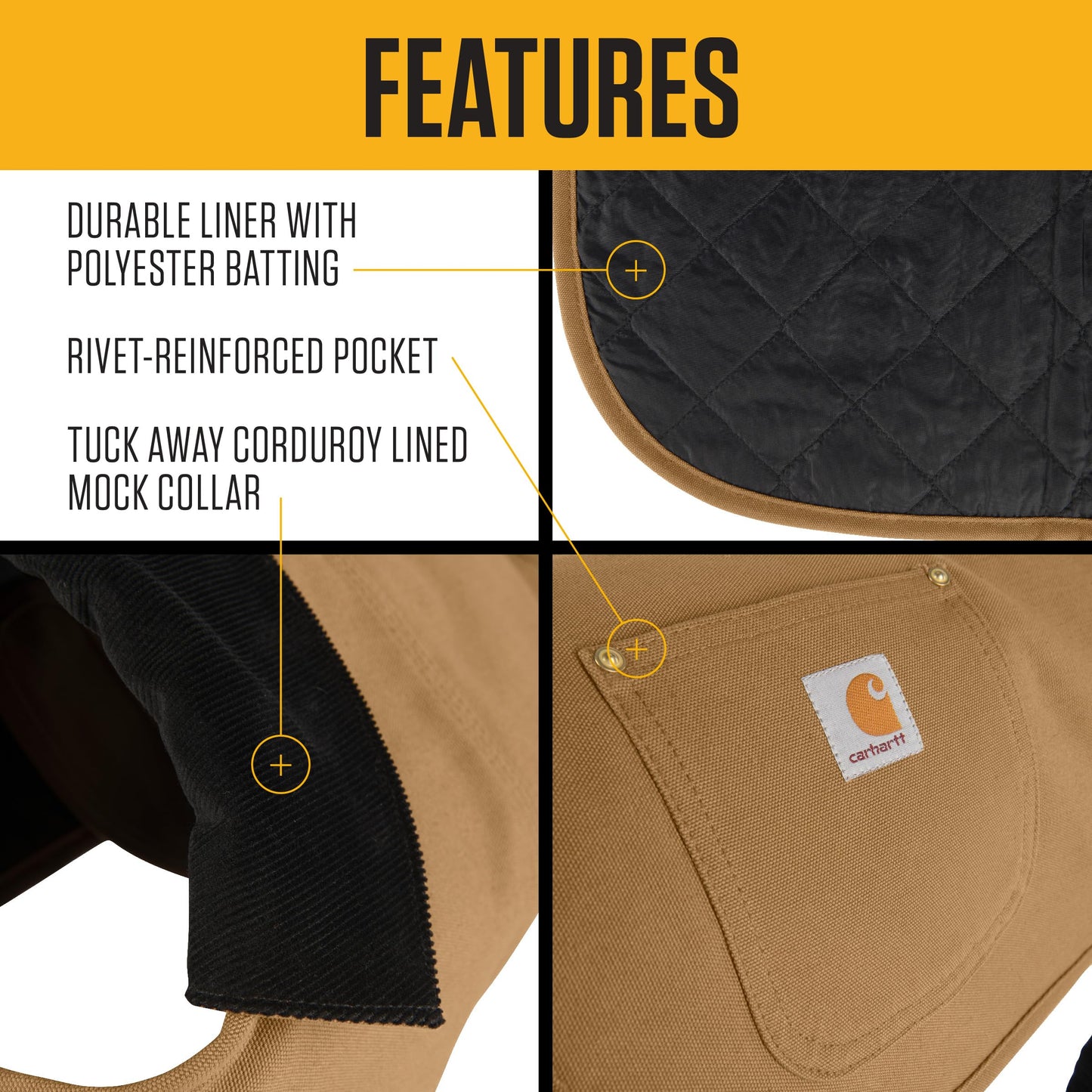 Carhartt Firm Duck Insulated Dog Chore Coat, Durable Weather Resistant Jacket for Cold and Windy Conditions, PFAS Free (Carhartt Brown), Small