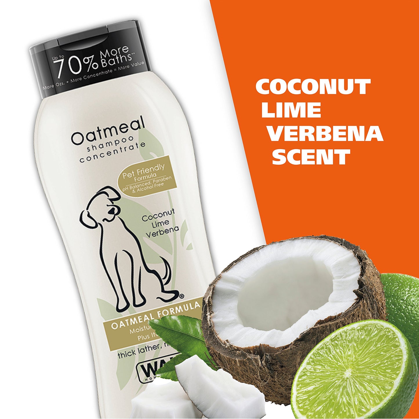 Wahl USA Dry Skin & Itch Relief Pet Shampoo for Dogs – Oatmeal Formula with Coconut Lime Verbena Scent & Pet Friendly Formula, 24 Oz - Model 820004A