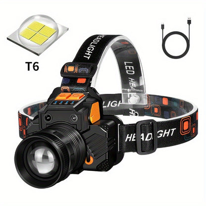 1pc Strong Light Charging Headlight Flashlight, High Lumen LED Headlight XHP160 Bright, 3 Modes Of Headlight Outdoor Fishing, Camping, Running, Hunting, Hiking Variable Focus Headlight Home Decoration Tools, Hardware, Work Su