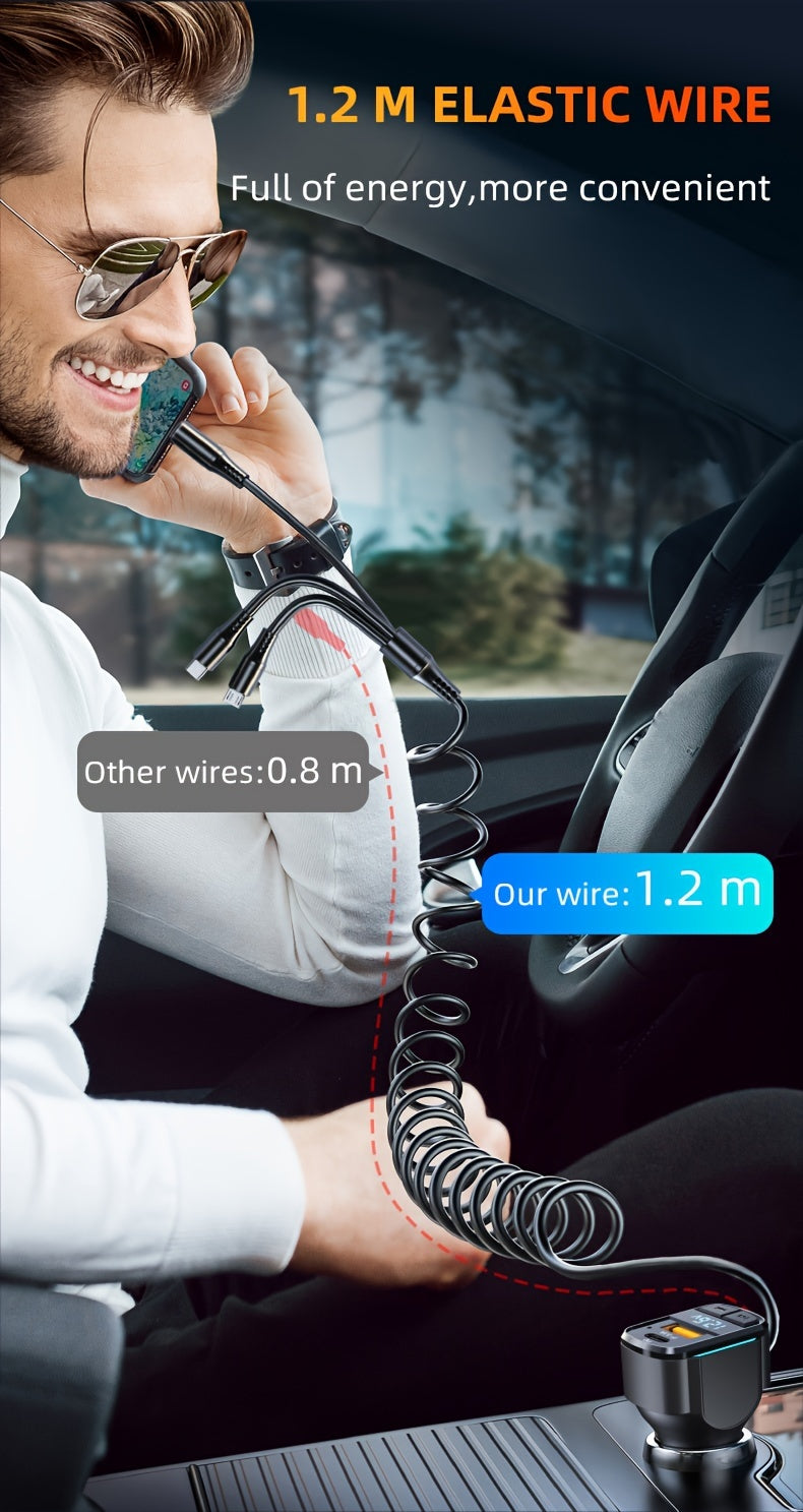 65W 3-port USB PD Fast Car Charger (K4) QC3.1 Type C 3-in-1 Car Charger 2 USB Charging Ports + 1 Type C Fast Charging Micro Usb Type C
