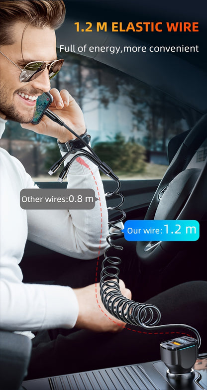 65W 3-port USB PD Fast Car Charger (K4) QC3.1 Type C 3-in-1 Car Charger 2 USB Charging Ports + 1 Type C Fast Charging Micro Usb Type C