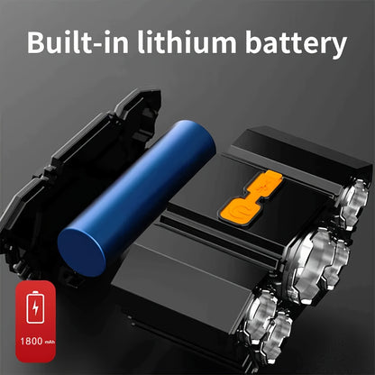 Buy 1 Get 1 Free, Total Of 2pcs Multifunctional 5LED Headlight Head Mounted Flashlight Outdoor USB Charging Fishing Headlight Strong Bald Head Light 4-Mode Headlight Flashlight, Used For Outdoor Running, Hunting, Hiking, Camp
