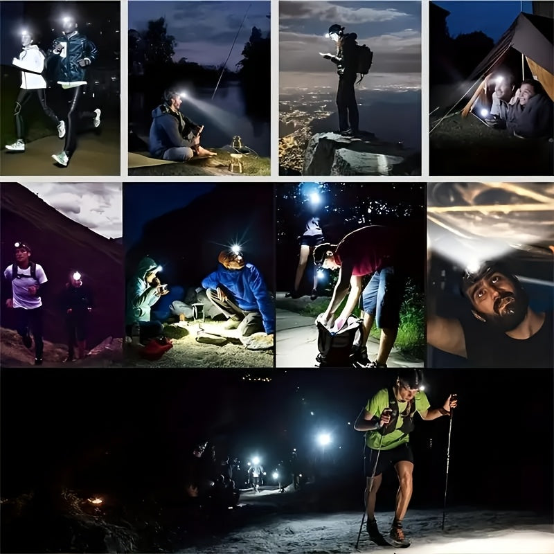 Buy 1 Get 1 Free, Total Of 2pcs Multifunctional 5LED Headlight Head Mounted Flashlight Outdoor USB Charging Fishing Headlight Strong Bald Head Light 4-Mode Headlight Flashlight, Used For Outdoor Running, Hunting, Hiking, Camp