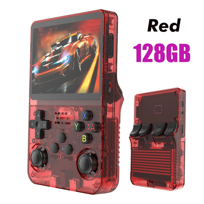 Consola de videojuegos portátil Retro R36S, 128G, sistema Linux, pantalla IPS de 3,5 pulgadas, R35s Pro, reproductor de vídeo de bolsillo portátil, 64GB de juegos