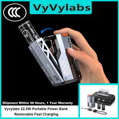 VYVYLABS 30000mAh banco de energía CCC desmontable cargador rápido 22,5 W cargador portátil inalámbrico 21700 PowerBank para batería de repuesto iP 17