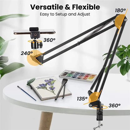 Trípode de brazo Flexible para soporte de teléfono, mesa, ancla doblada, escritorio en línea, portátil, vídeo, fotografía aérea en vivo